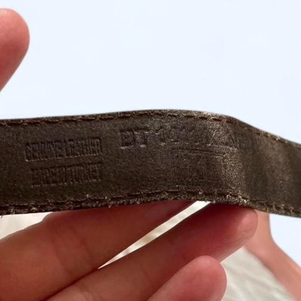 Patchwork leather belt with brass buckle size XL by Fossil